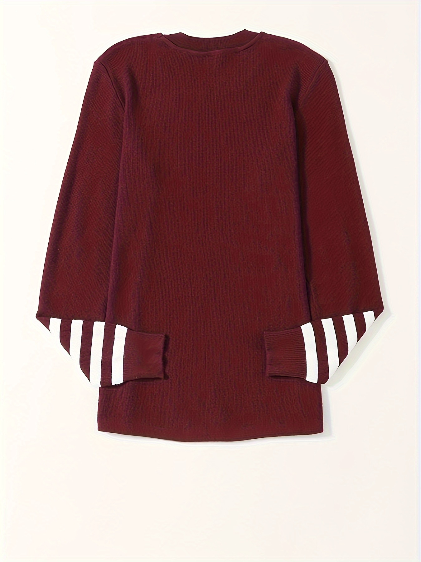 womens sweater striped sleeve plain knit sweater details 18