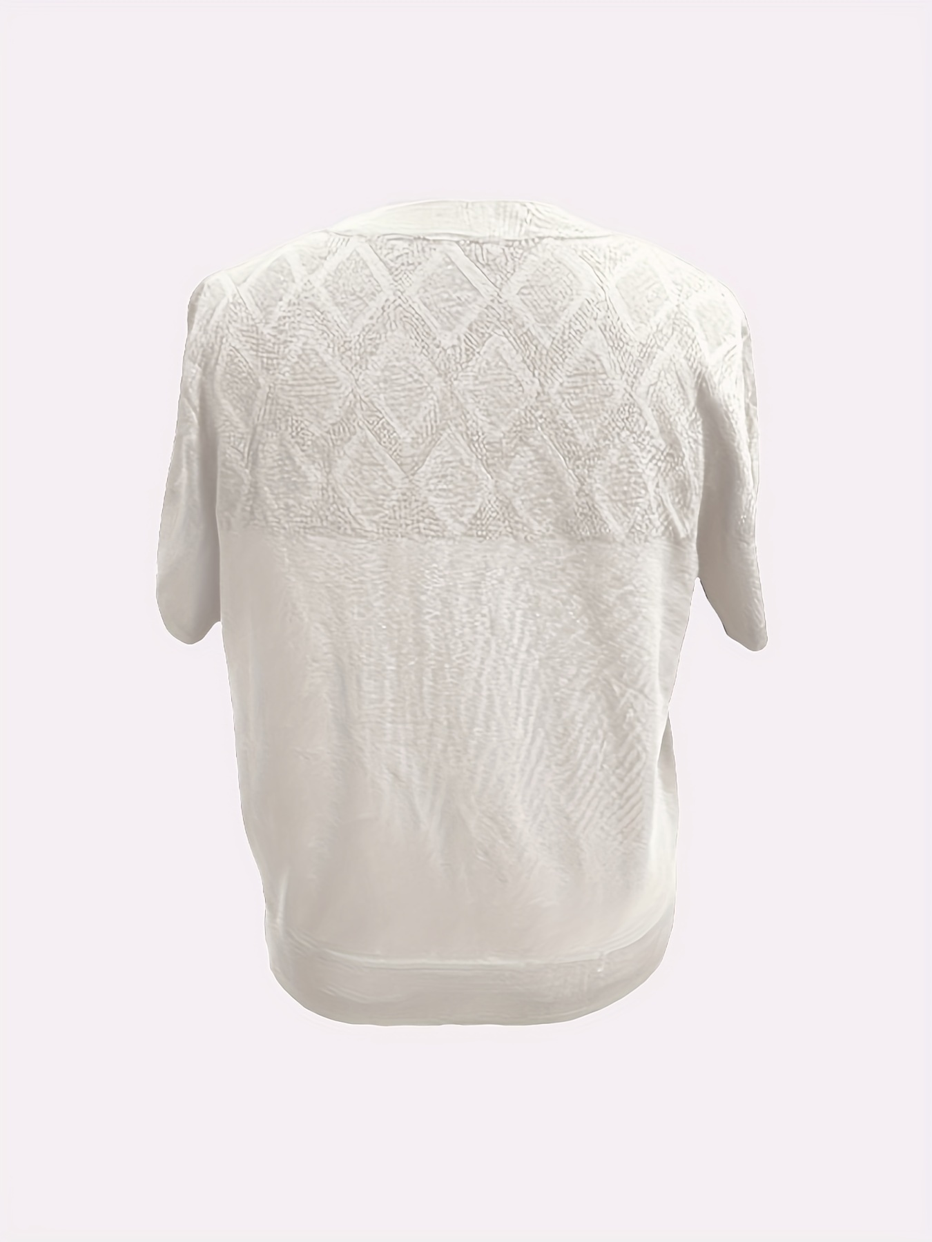 solid crew neck knit sweater elegant short sleeve pullover sweater womens clothing details 3