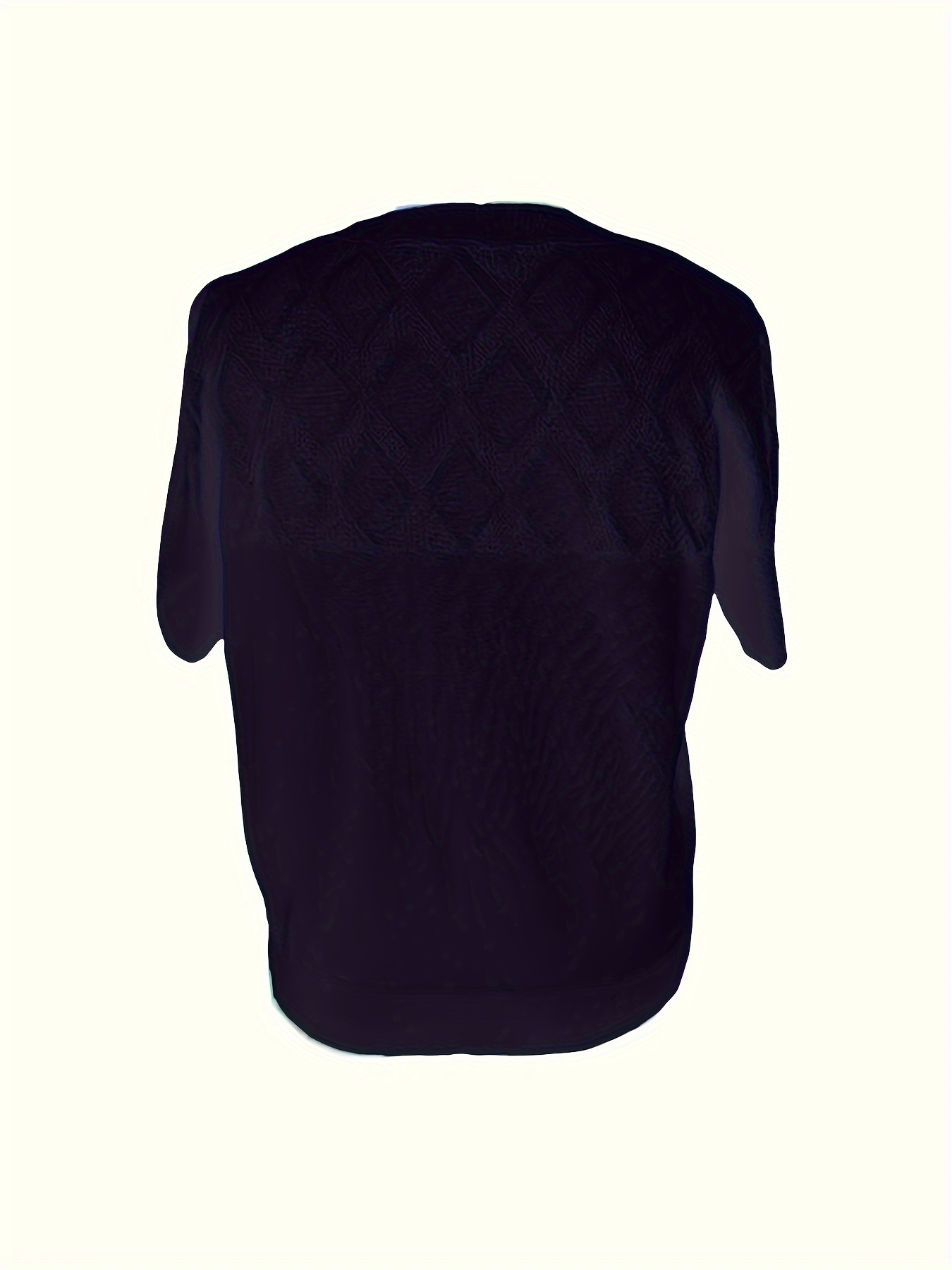 solid crew neck knit sweater elegant short sleeve pullover sweater womens clothing details 6