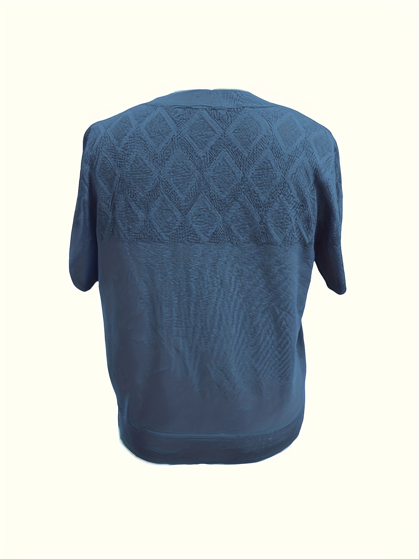 solid crew neck knit sweater elegant short sleeve pullover sweater womens clothing details 9