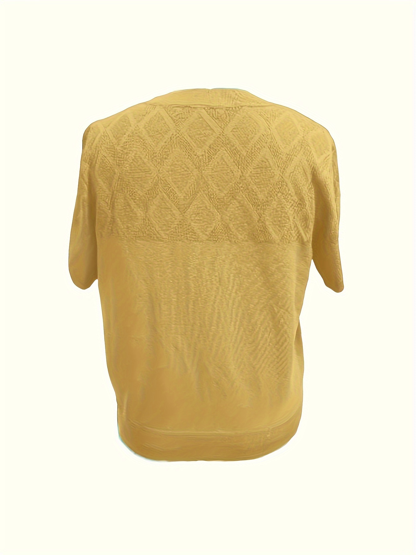 solid crew neck knit sweater elegant short sleeve pullover sweater womens clothing details 12