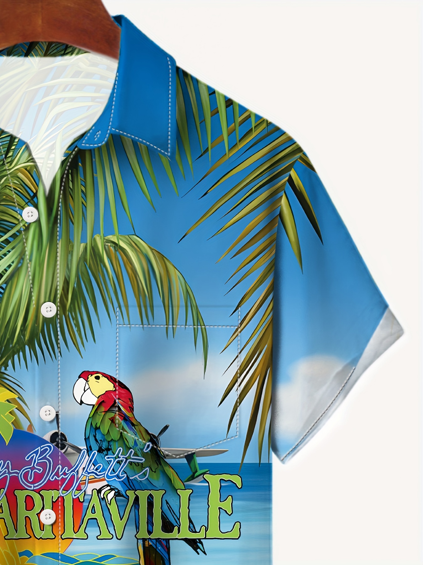 mens coastal shinning graphic print shirt hawaiian style short sleeve shirt for beach vacation details 3