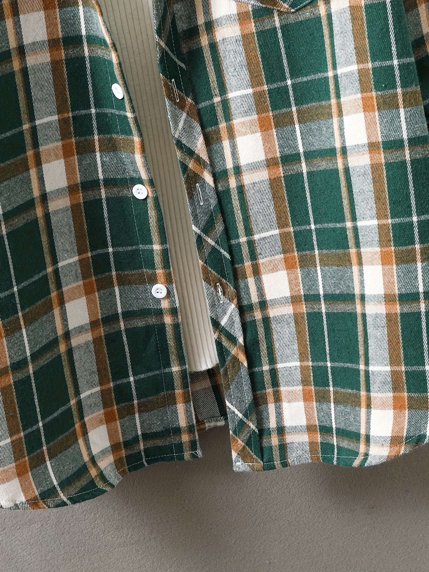 mens loose shirt top turn down collar long sleeve closure classic plaid male casual shirt for daily details 8