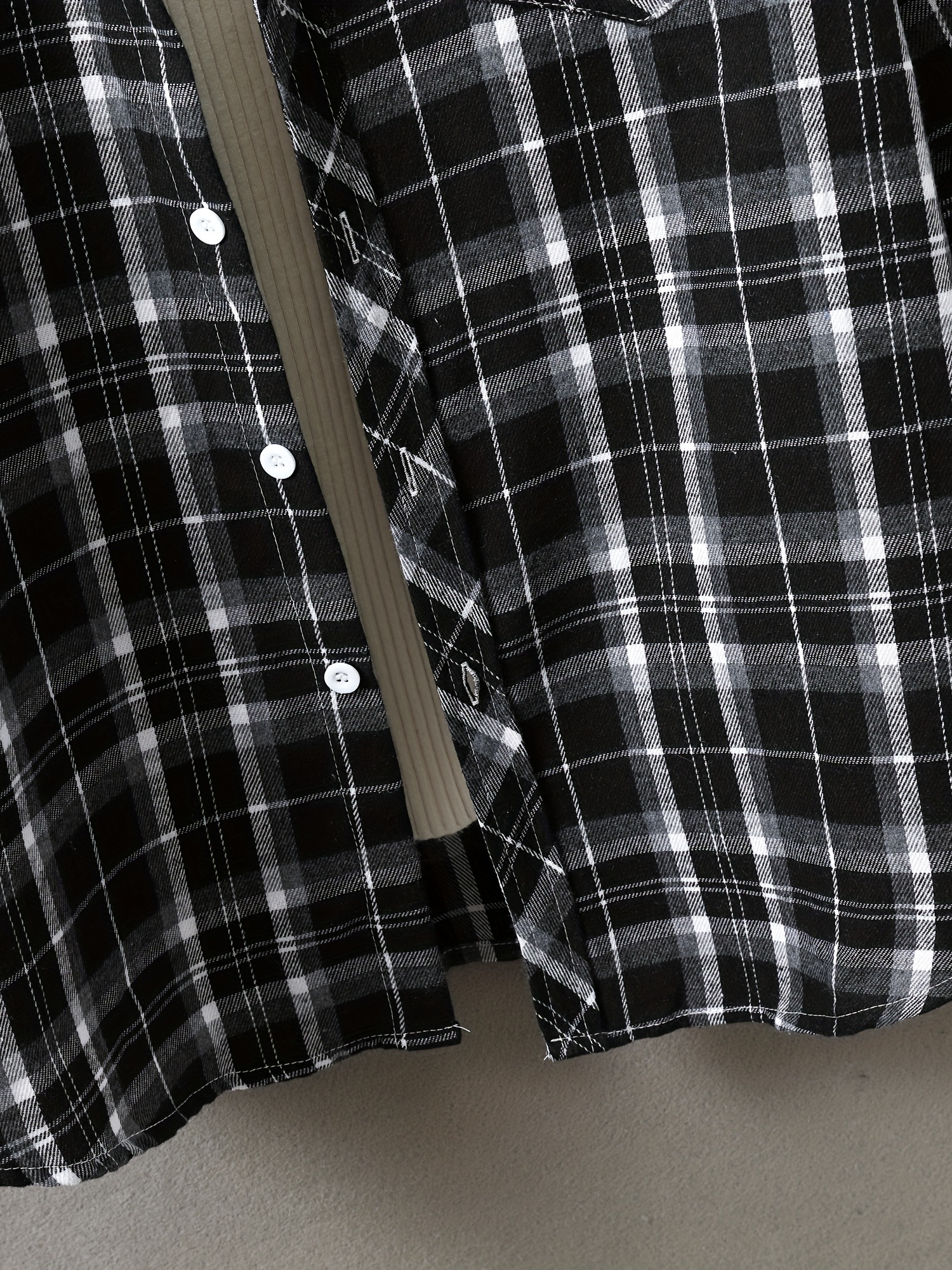 mens loose shirt top turn down collar long sleeve closure classic plaid male casual shirt for daily details 13