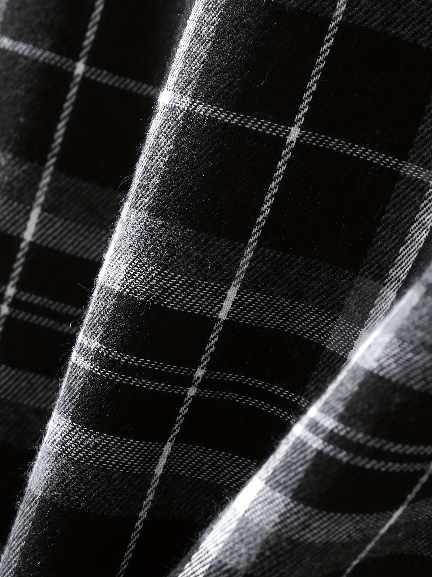 mens loose shirt top turn down collar long sleeve closure classic plaid male casual shirt for daily details 14