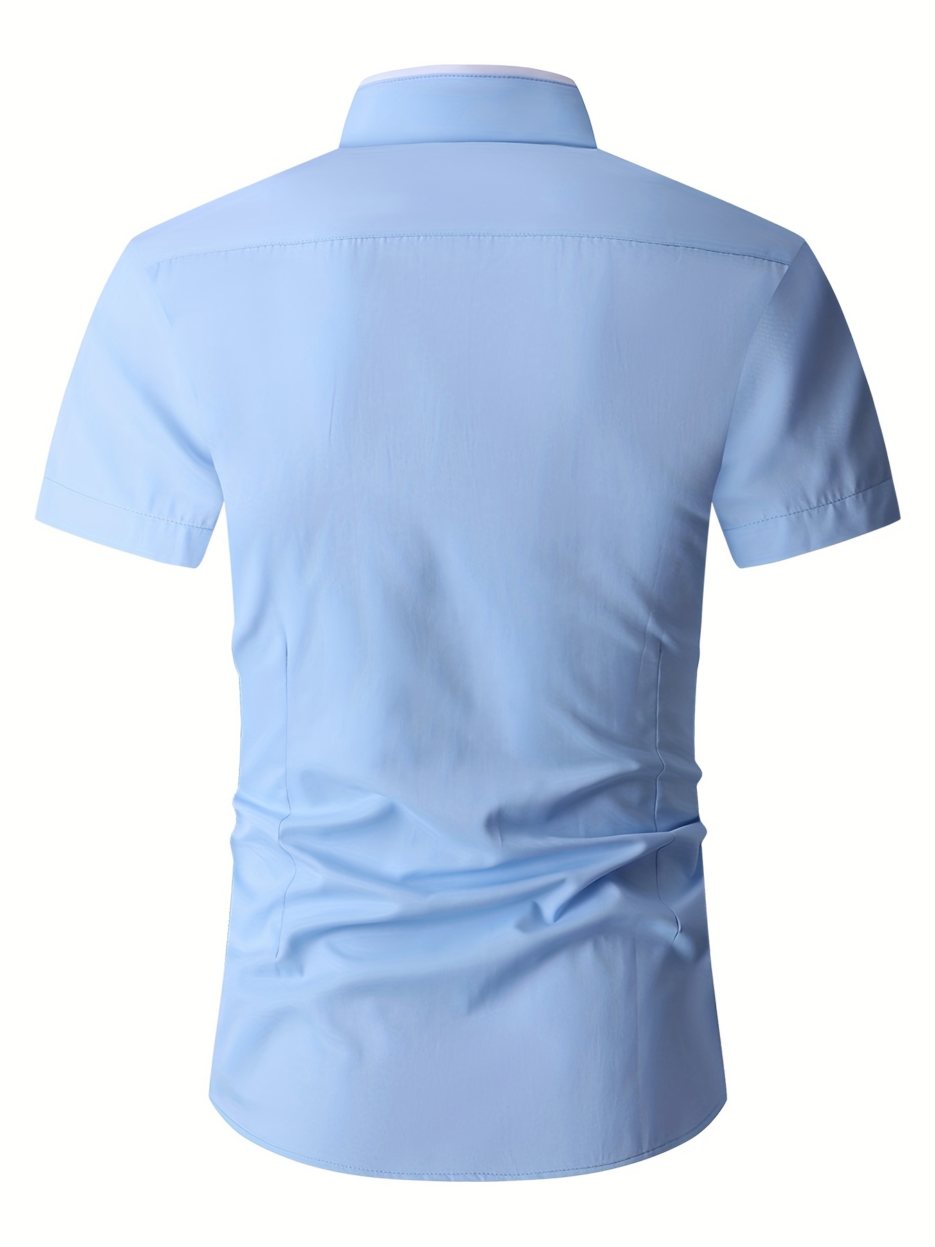 mens formal classic design button up short sleeve shirt male clothes for summer business occasion details 33