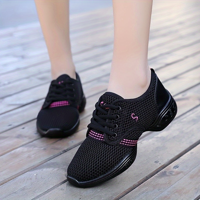 solid color mesh sneakers women s lace platform soft sole details 3